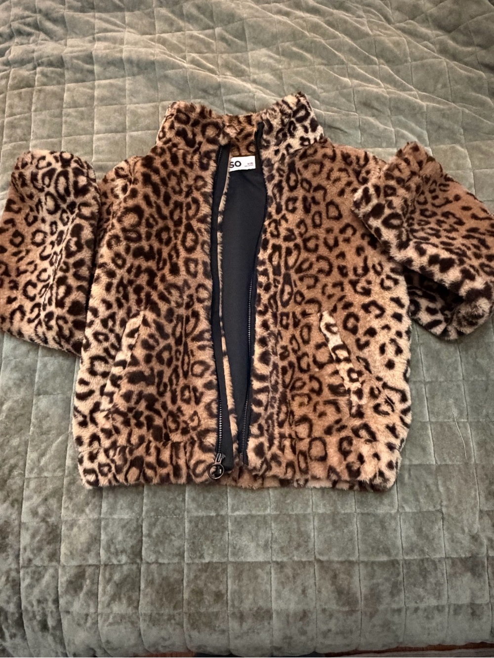SO Kids Leopard Faux-Fur Puffer Jacket - Brown & Black Spots